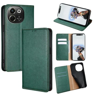 Wallet Case for TECNO Pova 6 Neo 5G / Spark 30 5G PU Leather Magnetic Auto-Absorbed Phone Cover - Green