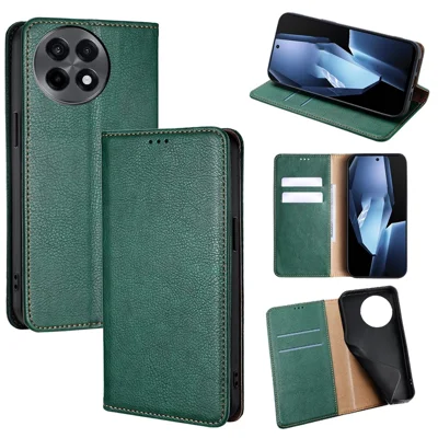 For OnePlus Ace 5 5G / 5 Pro 5G Case Wallet PU Leather Magnetic Auto-Absorbed Phone Cover - Green