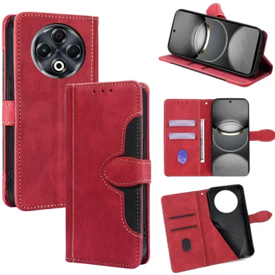 For TECNO Spark 30 4G Case Leather Wallet Phone Cover with Straw Hat Magnetic Clasp - Red