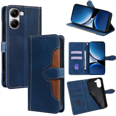For Xiaomi Redmi Turbo 4 5G / Poco X7 Pro 5G Case Leather Wallet Phone Cover with Straw Hat Magnetic Clasp - Blue