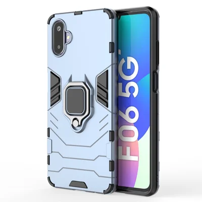 For Samsung Galaxy F06 5G  /  M06 5G Case PC + TPU Protective Phone Cover with Ring Kickstand - Blue