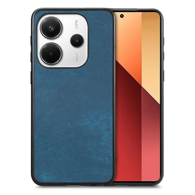 For Xiaomi Redmi Note 14 4G (163.25mm) Case Shockproof Slim Retro Leather Phone Back Cover - Blue