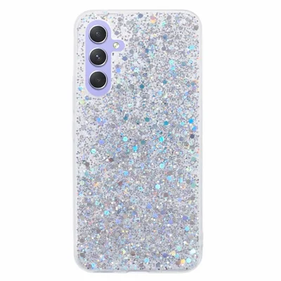 For Samsung Galaxy S25 Case Shockproof Soft TPU Phone Cover Glittery Design - Silver
