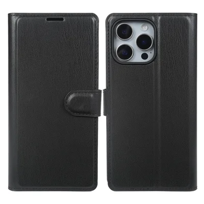 For iPhone 16 Pro Max Stand Case Biobased  RPET RPVB Slim Phone Cover with Wallet - Black