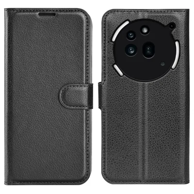 For Nothing Phone (3a) Pro Case Litchi Texture Shockproof Leather Wallet Phone Cover - Black