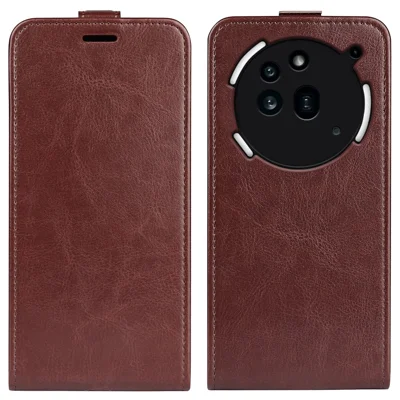 For Nothing Phone (3a) Pro Case with Card Slots Vertical Flip Leather Phone Cover - Brown