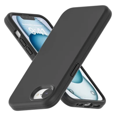 For iPhone 16e Case TPU + PC Matte Telefoonhoes - Zwart