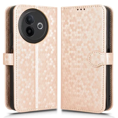 For vivo Y39 5G / Y300i 5G Wallet Case Dot Pattern Imprint PU Leather Phone Cover - Rose Gold