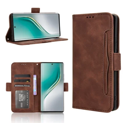 For TECNO Camon 40 Pro 4G / Camon 40 Pro 5G CM6 / CM7 Leather Case Phone Wallet Cover with Multiple Card Slots - Brown
