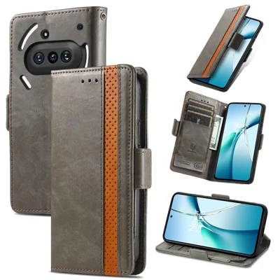CASENEO For Nothing Phone (3a) Phone Cases  PU Leather Cover Stand with RFID Blocking Wallet - Grey
