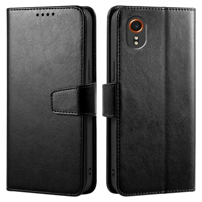 For Samsung Galaxy Xcover7 Case Stand Card Holder Wallet Leather Phone Cover - Black