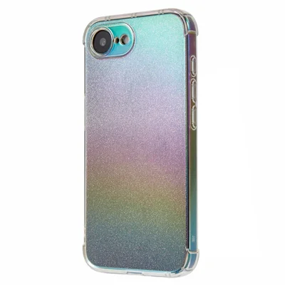 For iPhone 16e Hoesje TPU Beschermlaag met Gradiënt Glitterkaart - Zwart