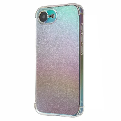 For iPhone 16e Case TPU-beskyttelsesdæksel med gradient glitrende kort - Lilla