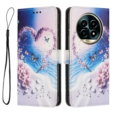 YX-2501 For Realme 13 Pro 5G (Global)  /  13 Pro+ 5G (Global) Case Pattern Printing PU Leather Wallet Phone Cover with Lanyard - Heart Butterfly