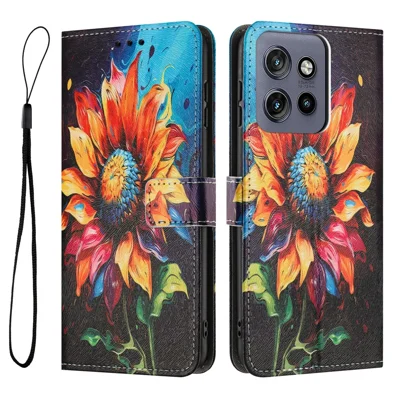 YX-2501 Leather Case For Motorola Edge 60 Neo 5G / Edge 50 Neo 5G / Moto S50 5G / ThinkPhone 25 5G Pattern Printing Wallet Phone Cover - Sunflower