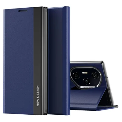 Fodral till Honor 300 Pro, läder med stativ och drop-in - Safir