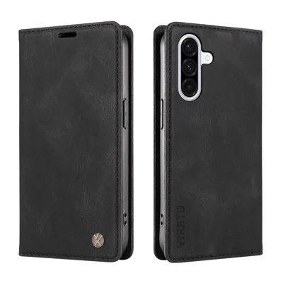 YIKATU For Samsung Galaxy A36 5G Leather Cover YK-004 Skin-Touch Wallet Phone Cases - Black