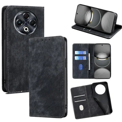 For TECNO Spark 30 4G Case RFID Blocking Wallet Leather Phone Cover - Black