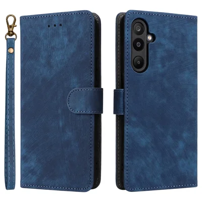 For Samsung Galaxy M16 5G  /  F16 5G Case Wallet RFID Blocking PU Leather Cover Stand with Strap - Blue