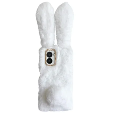For HMD Fusion 5G Case Plush Cute Bunny Winter Fluffy TPU Phone Cover - White
