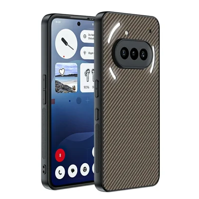 For Nothing Phone (3a) Case Leather + PC Hard Phone Cover Carbon Fiber Texture - Carbon Fiber / Gold