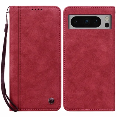 Zachte PU Leren Wallet Hoesje voor Google Pixel 8 Pro met Stand, Magneetsluiting en Handtekeninglijnen - Rood