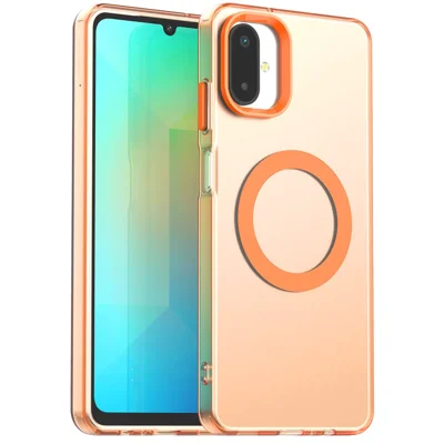 For Samsung Galaxy F06 5G  /  M06 5G Magnetic Case Anti Drop Hybrid Phone Back Cover - Orange