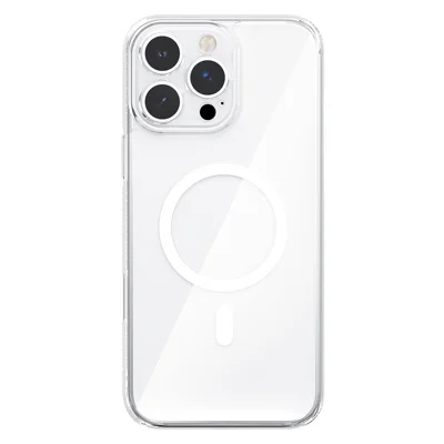 For iPhone 15 Pro Max Case Crystal Clear TPU + PC Protective Cover Compatible with MagSafe - White