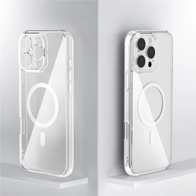 For iPhone 16 Pro Max Case Crystal Clear TPU + PC Protective Cover Compatible with MagSafe - White