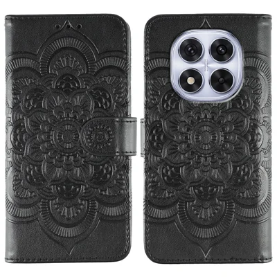 Phone Case For Xiaomi Redmi Note 14 Pro 4G / 5G / Note 14 Pro+ 5G / Poco X7 5G PU Leather Mandala Imprinted Design Wallet Cover - Black