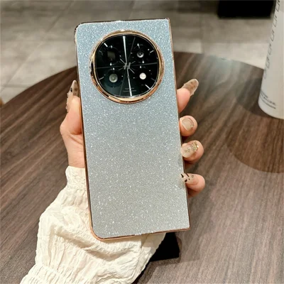 For Oppo Find N5 5G Case Sparkling Glitter Hard PC Phone Cover - Gradient Blue