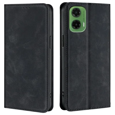 For Motorola Moto G35 5G Case Card Holder PU Leather Magnetic Closing Phone Cover - Black