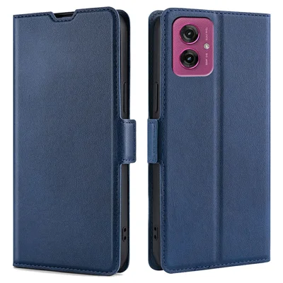 For Motorola Moto G55 5G Case Card Holder PU Leather Phone Cover - Blue