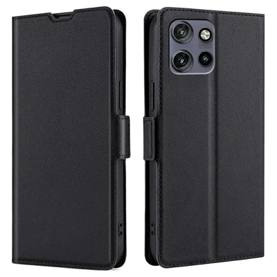 Phone Case For Motorola Edge 60 Neo 5G / Edge 50 Neo 5G / Moto S50 5G / Thinkphone 25 5G Card Holder PU Leather Cover - Black