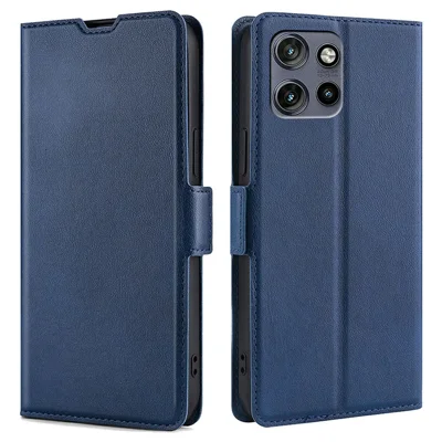 Phone Case For Motorola Edge 60 Neo 5G / Edge 50 Neo 5G / Moto S50 5G / Thinkphone 25 5G Card Holder PU Leather Cover - Blue