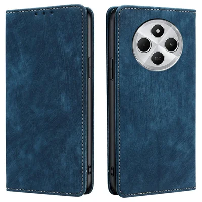 Phone Case For Xiaomi Redmi 14C 4G / 14R 5G / A4 5G / Poco C75 4G RFID Blocking Wallet Leather Cover - Blue