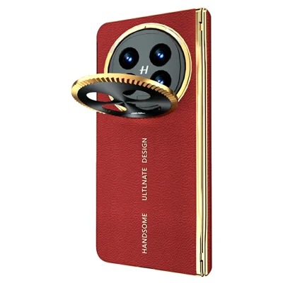 لـ Oppo Find N5 5G غطاء مغناطيسي من مادة PU + PC مع واقي شاشة مدمج وحامل عدسة - أحمر