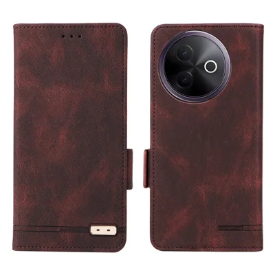 For vivo Y39 5G Case Leather Wallet Flip Phone Cover with Hardware Decor - Coffee