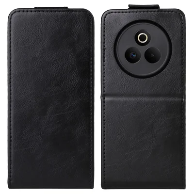 For Realme P3 Pro 5G Stand Case Magnetic Clasp Vertical Flip Leather Phone Cover with Card Holder - Black