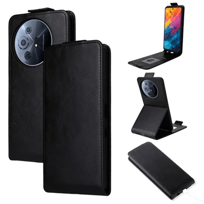 Leather Case For TCL 50 NxtPaper 5G / 50 Pro NxtPaper 5G / 60 XE Stand Magnetic Clasp Vertical Flip Phone Cover with Card Holder - Black