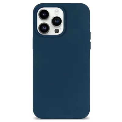 For iPhone 14 Pro Solid Silicone Phone Case Anti-Scratch Soft Fiber Lining Slim Thin Cover - Blue