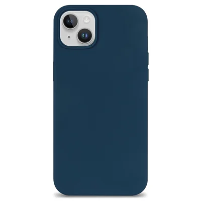For iPhone 14 Solid Silicone Phone Case Compatible with MagSafe, Fiber Lining Cushion Anti-Scratch Protective Cover - Blue