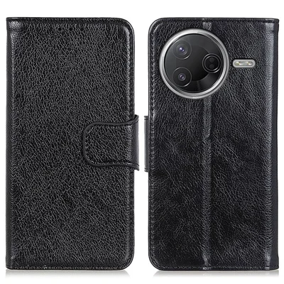 Wallet Case For Xiaomi Poco F7 Pro 5G / Redmi K80 5G / F7 Ultra 5G / Redmi K80 Pro 5G Nappa Texture Split Leather Phone Cover - Black
