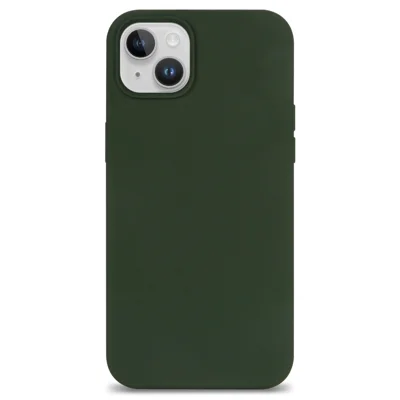 For iPhone 14 Plus Magnetic Solid Silicone Case Compatible with MagSafe, Fiber Lining Shock Resistant Phone Shell Cover - Army Green