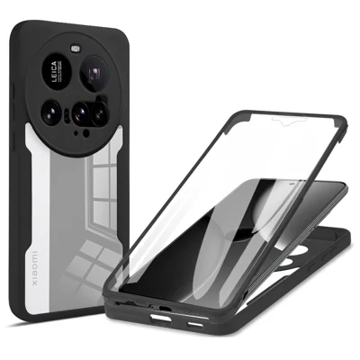 For Xiaomi 15 Ultra Case Acrylic + TPU Clear Phone Cover with PET Screen Film - Black