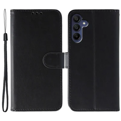 For Samsung Galaxy A25 5G (Global) (161mm) Cases PU Leather Flip Wallet Phone Cover with Strap - Black