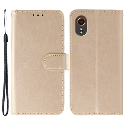 For Samsung Galaxy Xcover7 Cases PU Leather Flip Wallet Phone Cover with Strap - Rose Gold