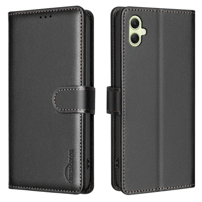 BINFEN COLOR BF32 For Samsung Galaxy F06 5G  /  M06 5G Leather Case Wallet RFID Blocking Phone Cover - Black