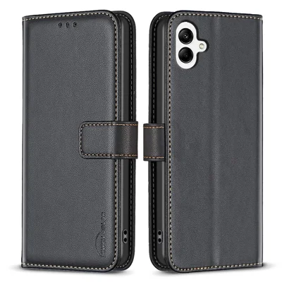 BINFEN COLOR BF17 For Samsung Galaxy F06 5G  /  M06 5G Case Wallet Folio Flip Leather Cover - Black