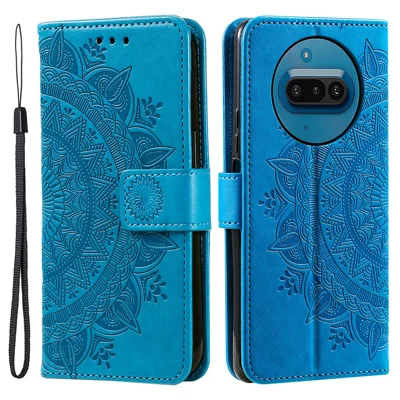 For Nothing Phone (3a) Stand Case Imprinted Totem PU Leather Wallet Phone Cover - Blue